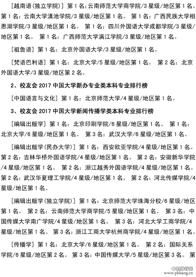 校友会2017年全国大学最全本科专业排行，北大最牛